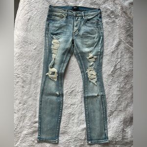Blue denim ripped jeans